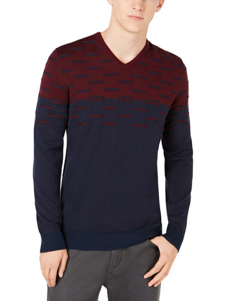 Suéter Alfani Masculino Colorblocked Dash Vermelho Tamanho Médio