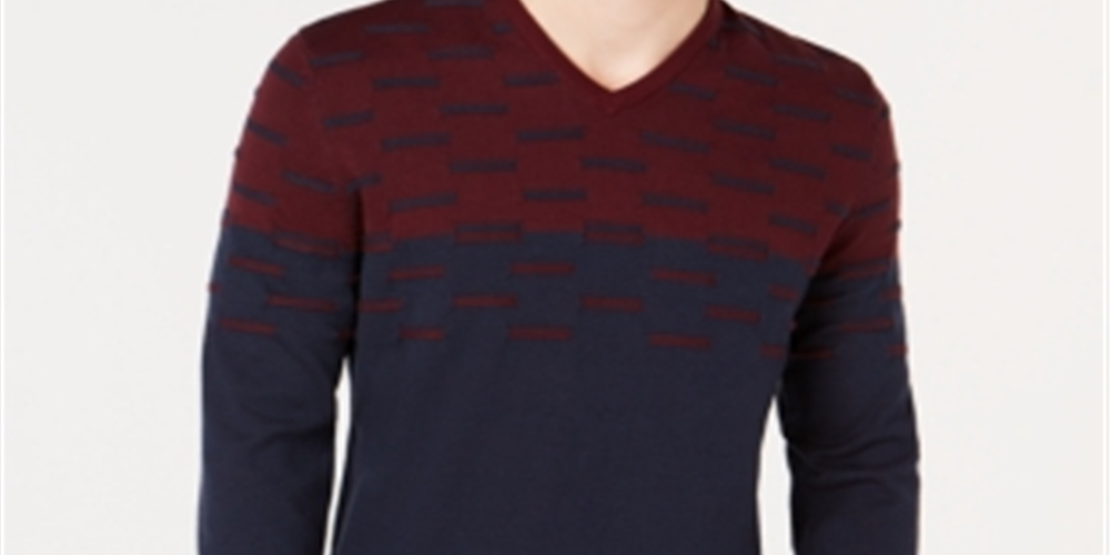 Suéter Alfani Masculino Colorblocked Dash Vermelho Tamanho Médio