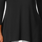 JM Collection Top feminino com decote em V e bainha em lenço, preto, tamanho grande