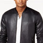 Jaqueta bomber masculina com zíper e trama de cesta da INC International Concepts, preta, tamanho grande