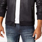 Jaqueta bomber masculina com zíper e trama de cesta da INC International Concepts, preta, tamanho grande