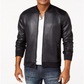 Jaqueta bomber masculina com zíper e trama de cesta da INC International Concepts, preta, tamanho grande