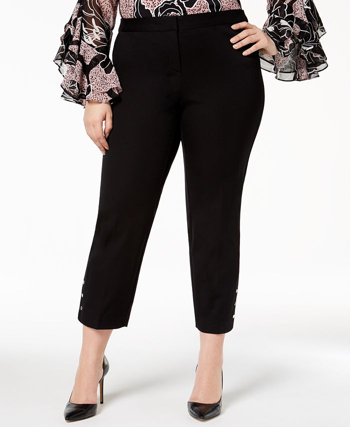Calça feminina Alfani Plus com tachas no tornozelo, preta, tamanho 20W