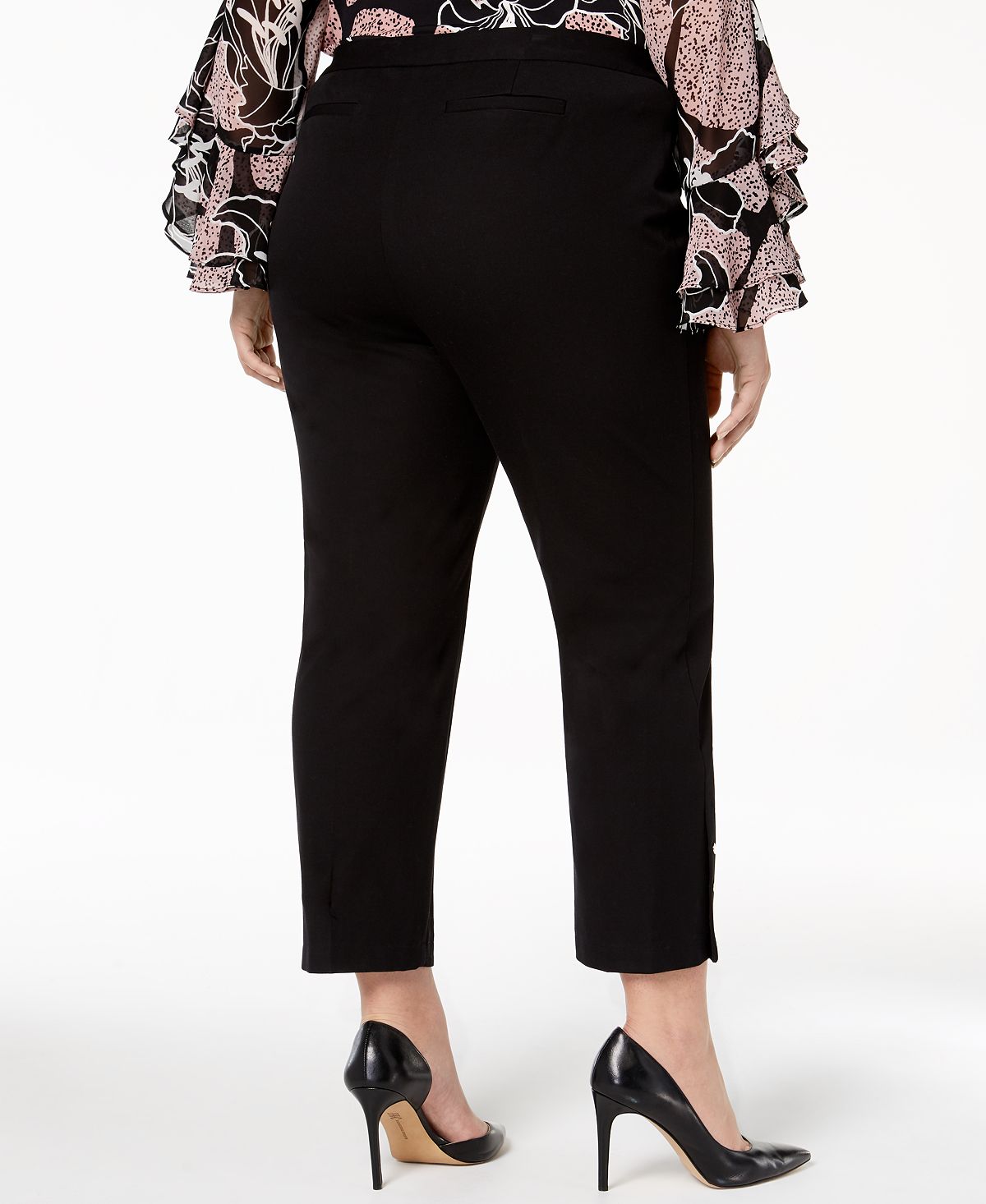 Calça feminina Alfani Plus com tachas no tornozelo, preta, tamanho 20W