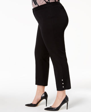 Calça feminina Alfani Plus com tachas no tornozelo, preta, tamanho 20W