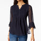 Blusa feminina estampada Charter Club Pintuck azul tamanho X-G