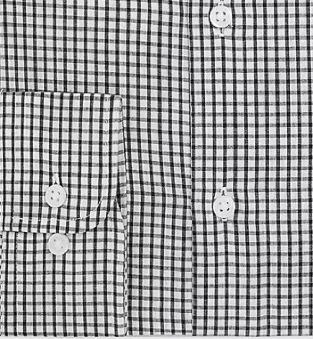 Camisa social xadrez slim fit masculina Club Room, preta, tamanho 18,5 x 34-35