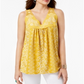 Blusa feminina sem mangas bordada Style &amp; Co, amarela, tamanho X-S