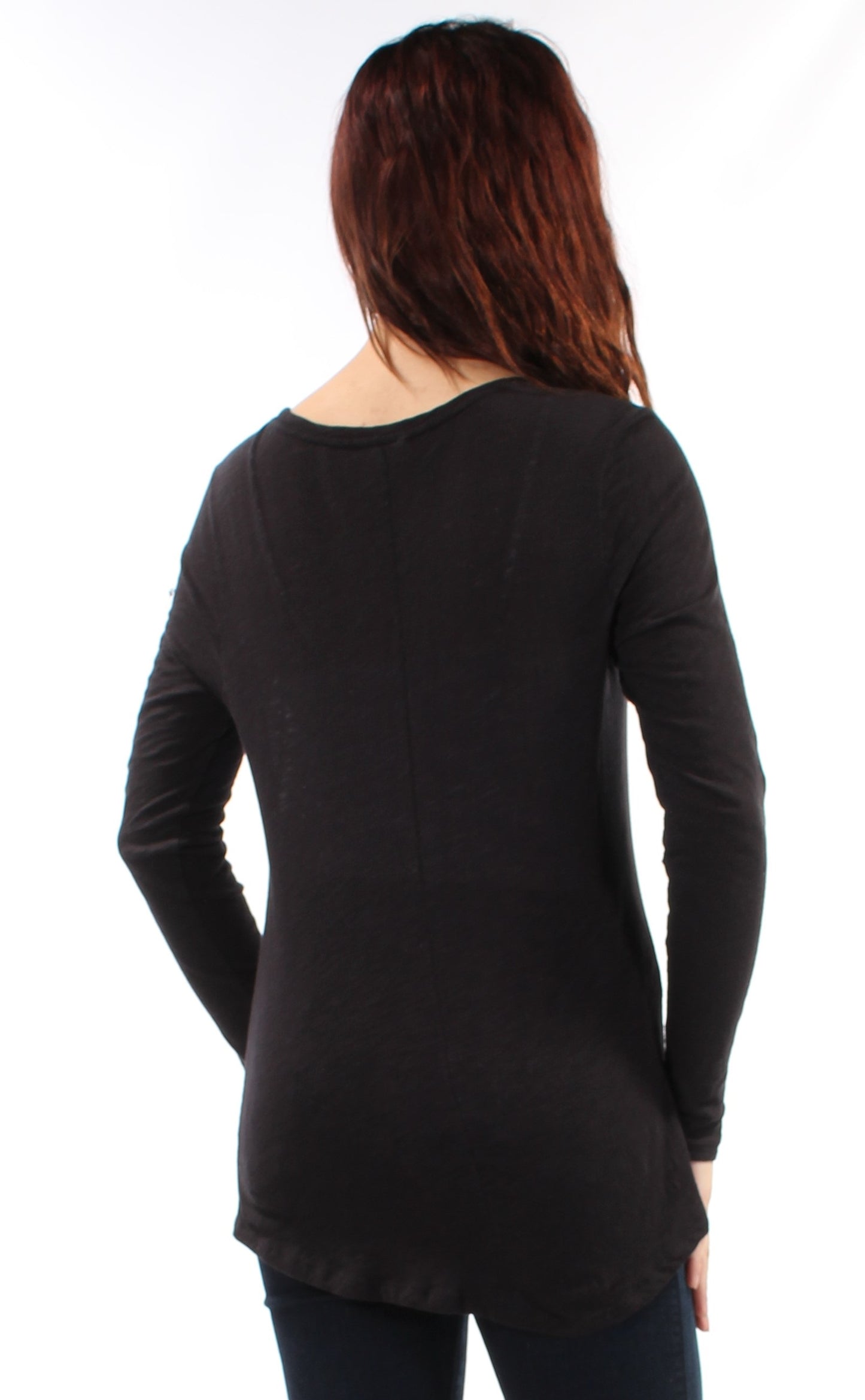 Blusa feminina Maison Jules com decote redondo, preta, tamanho extragrande