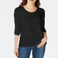 Blusa feminina Maison Jules com decote redondo, preta, tamanho extragrande