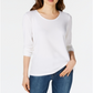 Blusa feminina Maison Jules com decote redondo, branca, tamanho extragrande