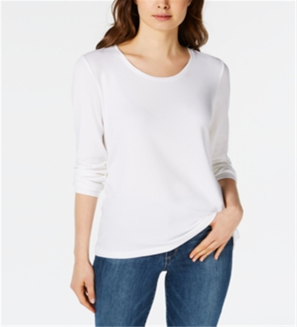 Blusa feminina Maison Jules com decote redondo, branca, tamanho extragrande