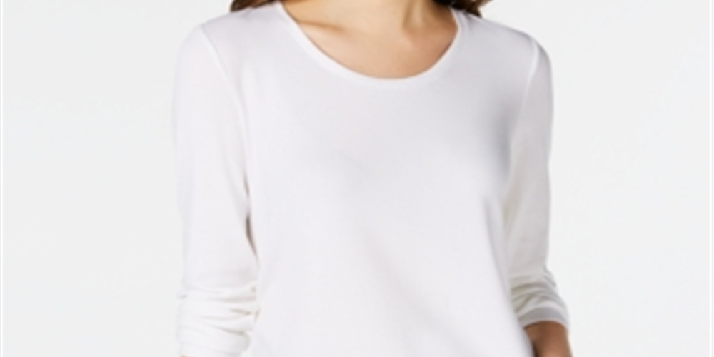 Blusa feminina Maison Jules com decote redondo, branca, tamanho extragrande