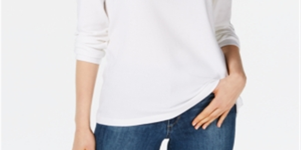 Blusa feminina Maison Jules com decote redondo, branca, tamanho extragrande