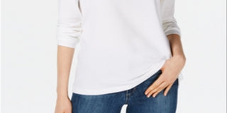 Blusa feminina Maison Jules com decote redondo, branca, tamanho extragrande