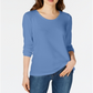 Blusa feminina Maison Jules com decote redondo, azul, tamanho extragrande