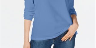 Blusa feminina Maison Jules com decote redondo, azul, tamanho extragrande