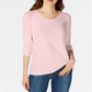 Blusa feminina com decote redondo Maison Jules, rosa, tamanho extragrande