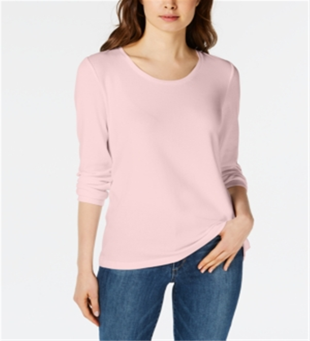 Blusa feminina com decote redondo Maison Jules, rosa, tamanho extragrande