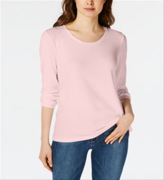 Blusa feminina com decote redondo Maison Jules, rosa, tamanho extragrande