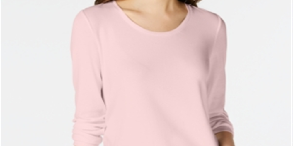 Blusa feminina com decote redondo Maison Jules, rosa, tamanho extragrande