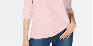 Blusa feminina com decote redondo Maison Jules, rosa, tamanho extragrande