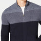 Cardigan Alfani Masculino Ombre Colorblocked Malha Canelada com Zíper Completo Azul Tamanho XXX-G