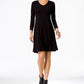 Vestido rodado com decote em V feminino Style &amp; Co, preto, tamanho médio