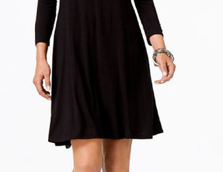 Vestido rodado com decote em V feminino Style &amp; Co, preto, tamanho médio