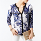 Blusa feminina com estampa e zíper INC International Concepts, branca, tamanho pequeno