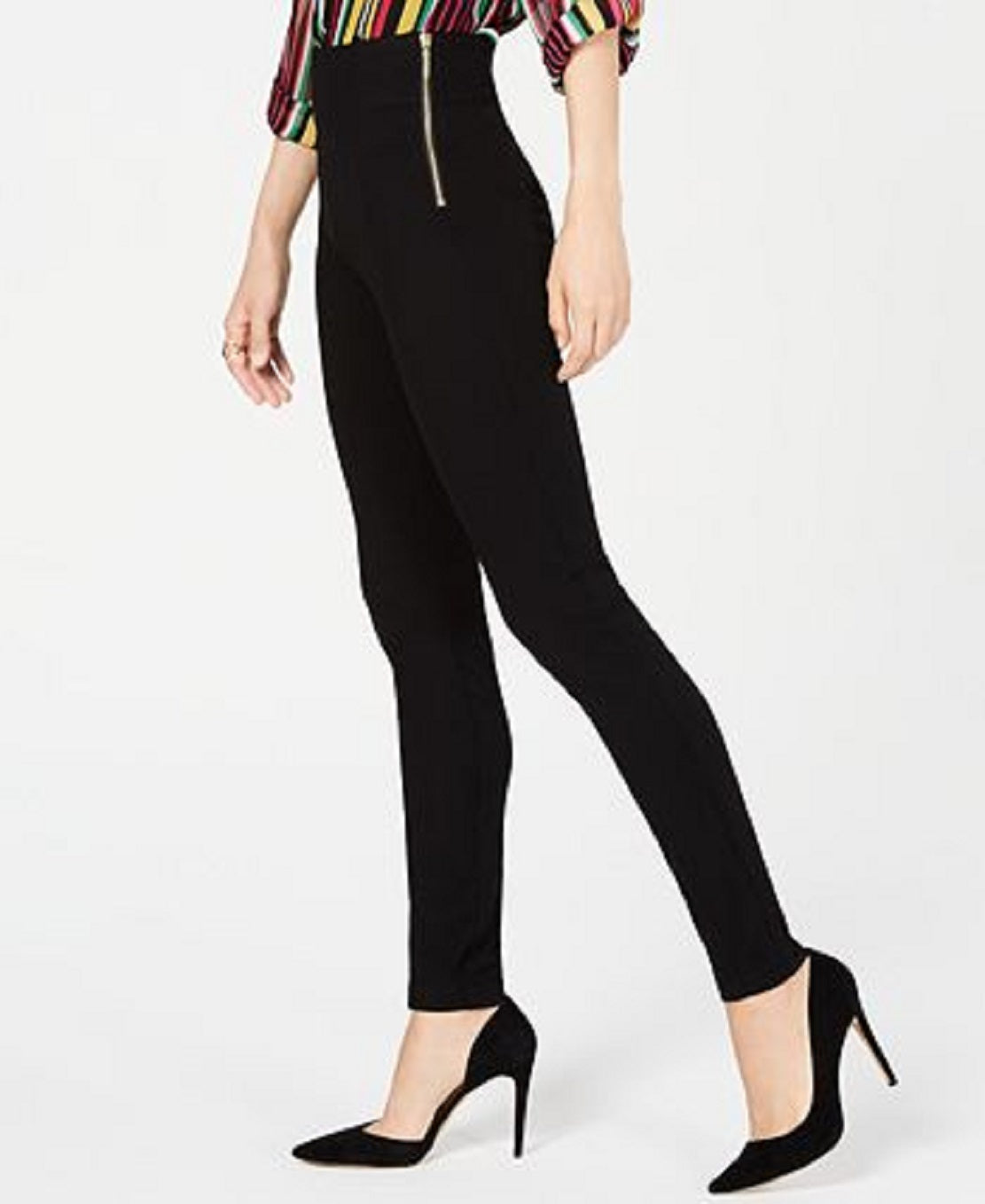 Calça skinny feminina de cintura alta da INC International Concepts, preta, tamanho 0