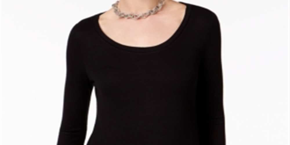 INC International Concepts Top feminino com bainha de lenço e blocos de cores, preto, tamanho pequeno