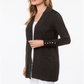 Cardigan feminino JM Collection com frente aberta, marrom escuro, tamanho pequeno GG