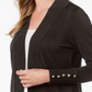 Cardigan feminino JM Collection com frente aberta, marrom escuro, tamanho pequeno GG