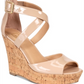 Material Girl Sandálias plataforma casuais Steffy Peep Toe femininas, marrom, tamanho 8 M
