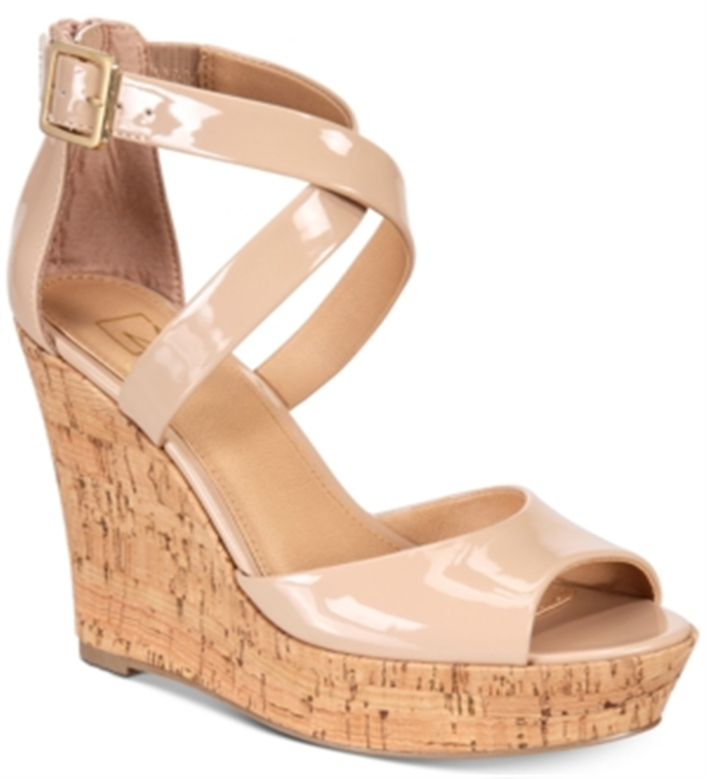 Material Girl Sandálias plataforma casuais Steffy Peep Toe femininas, marrom, tamanho 8 M