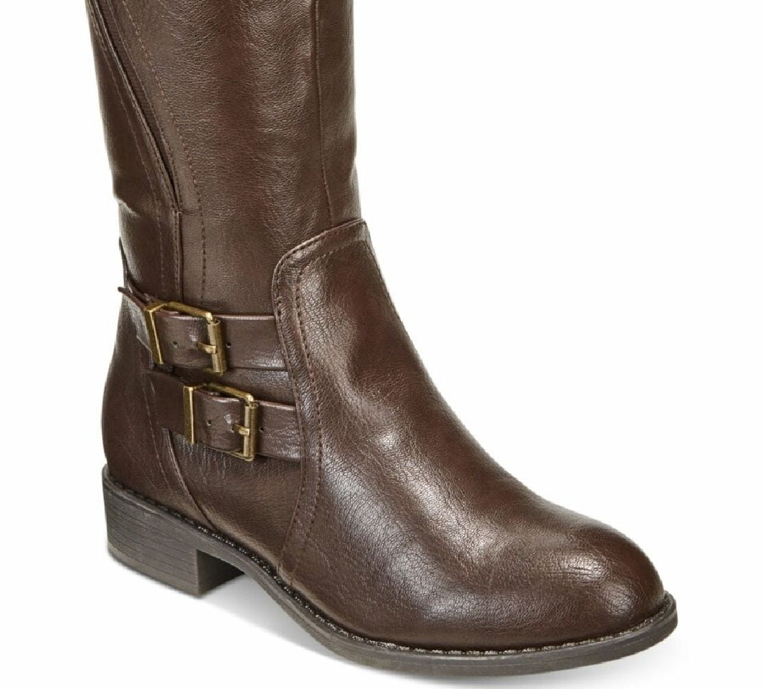 Botas de montaria femininas estilo &amp; co Milah com bico amendoado e cano alto, marrom, tamanho 9 M