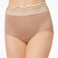 Calcinha íntima feminina Warner's No Pinching No Problems com cintura de renda, marrom, tamanho 8