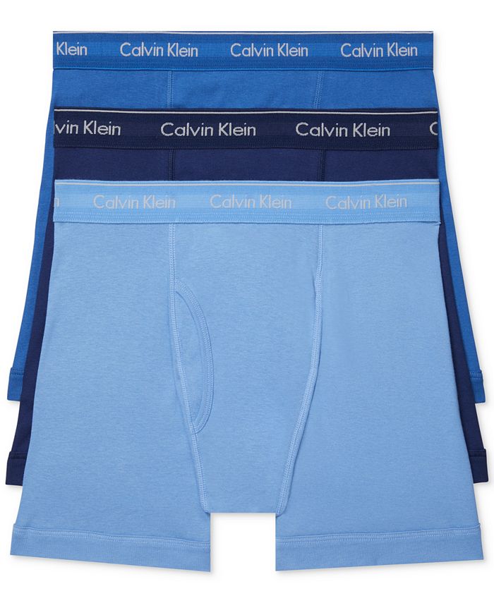 Cuecas Boxer Calvin Klein Classics Masculinas, Pacote com 3, Azul, Tamanho X-G