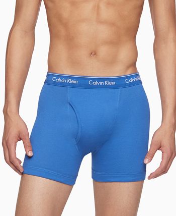 Cuecas Boxer Calvin Klein Classics Masculinas, Pacote com 3, Azul, Tamanho X-G