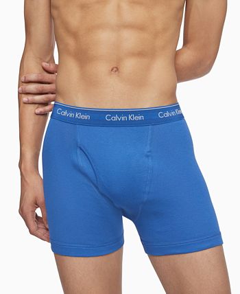 Cuecas Boxer Calvin Klein Classics Masculinas, Pacote com 3, Azul, Tamanho X-G