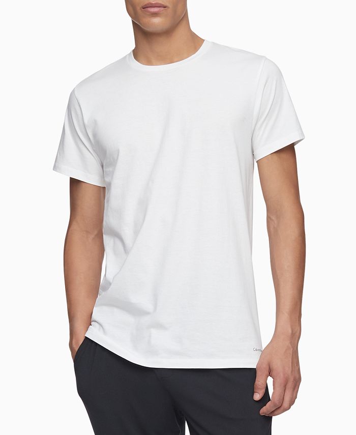 Camiseta Calvin Klein Masculina Gola Redonda de Algodão, Pacote com 3, Branca, Tamanho Grande