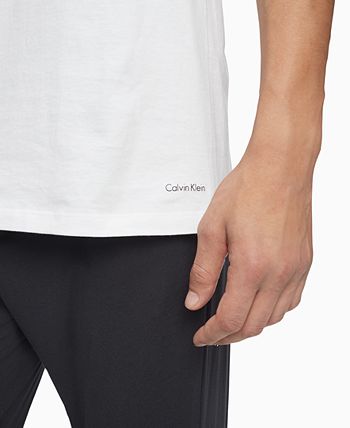 Camiseta Calvin Klein Masculina Gola Redonda de Algodão, Pacote com 3, Branca, Tamanho Grande