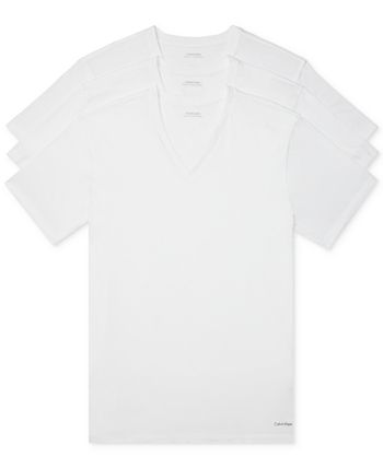 Camiseta Calvin Klein Feminina Gola V Algodão Branca Tamanho P - Pacote com 3