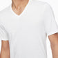 Camiseta Calvin Klein Masculina Slim Fit de Algodão com Gola V, Branca, Tamanho Grande, Pacote com 3