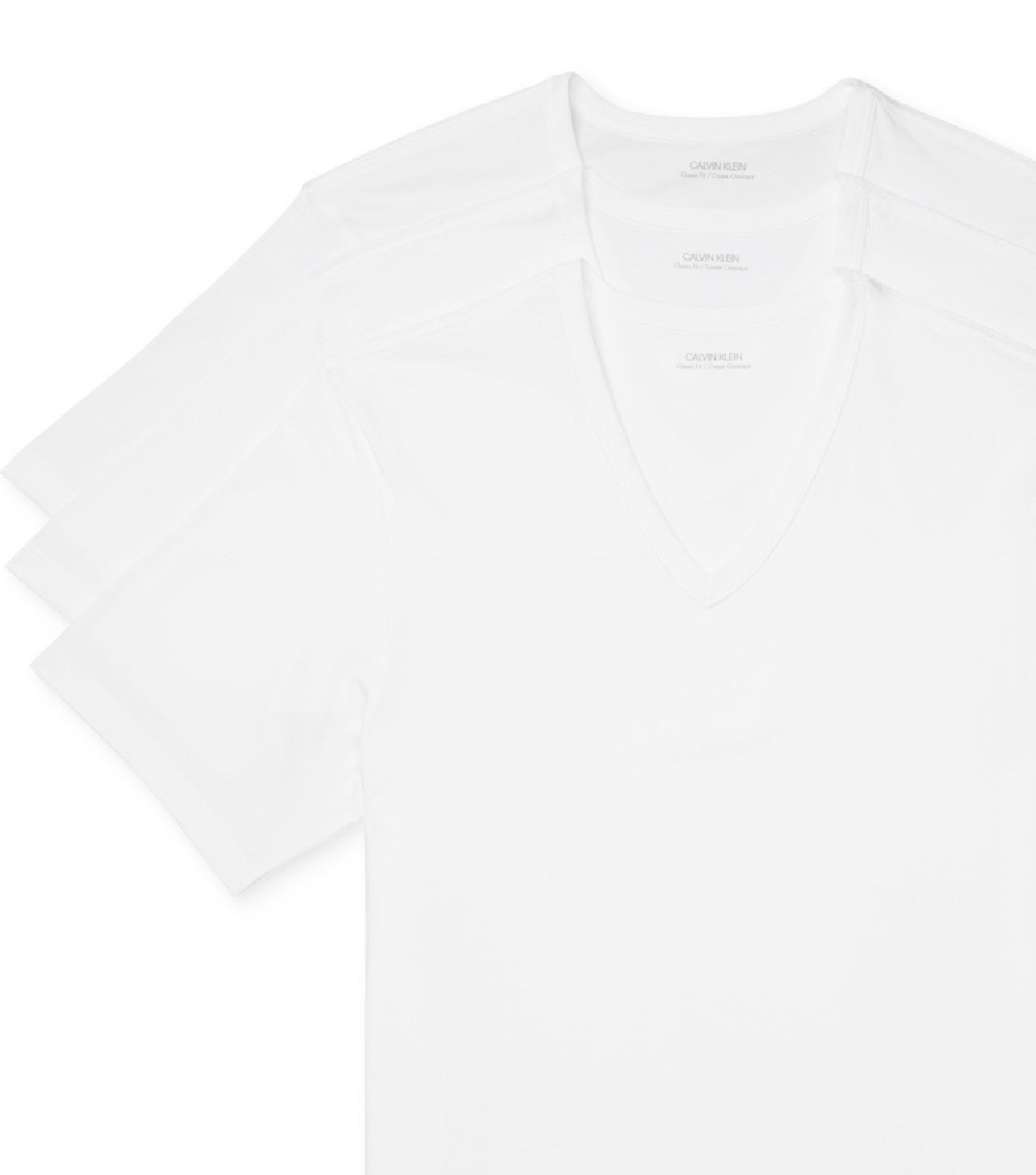 Camiseta Calvin Klein Masculina Slim Fit de Algodão com Gola V, Branca, Tamanho XG