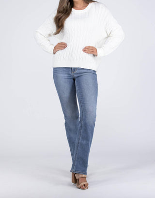Apricot - Snowy Nights Women's Classic Cable Knit Sweater