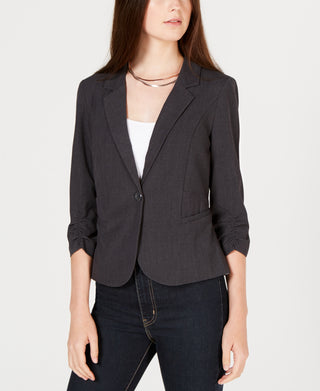 BCX Junior's Ruched 3/4 Sleeve Blazer Black Size X-Small