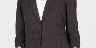 BCX Junior's Ruched 3/4 Sleeve Blazer Black Size X-Small