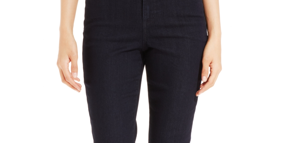 Jeans feminino estilo &amp; co com controle de barriga, perna justa, preto, tamanho 16, pequeno